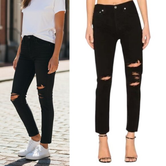 Agolde Jamie High Rise Classic Ripped Knee Jean Womens Size 25 - Picture 1 of 7